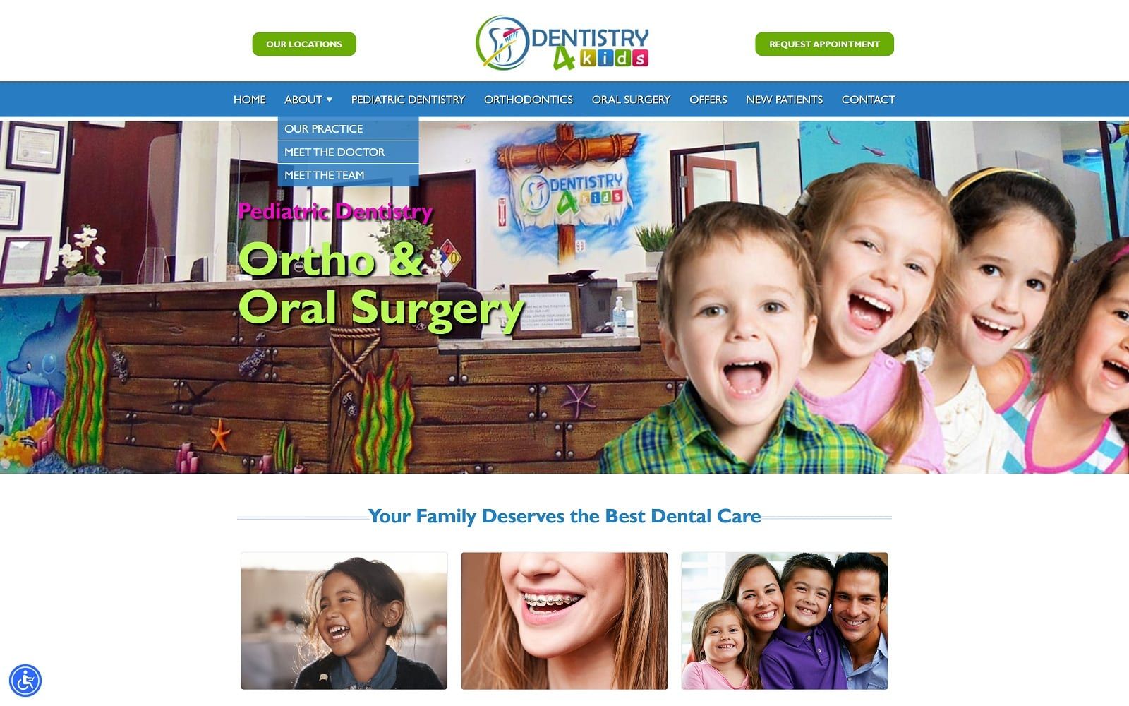 The Screenshot of Dentistry 4 Kids dentistry4kids.com Website