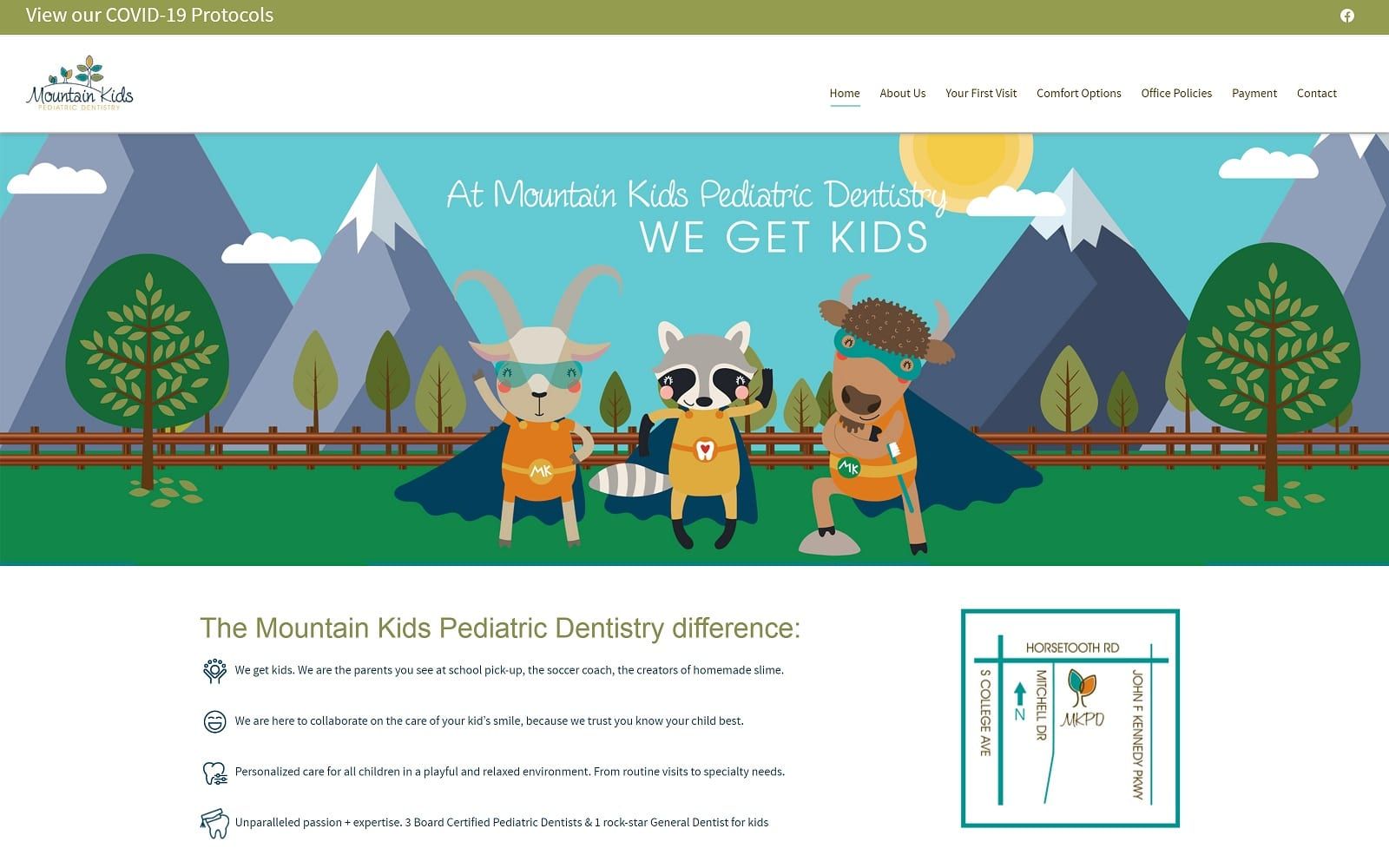 The Screenshot of Mountain Kids Pediatric Dentistry mountainkidspediatricdentistry.com Website