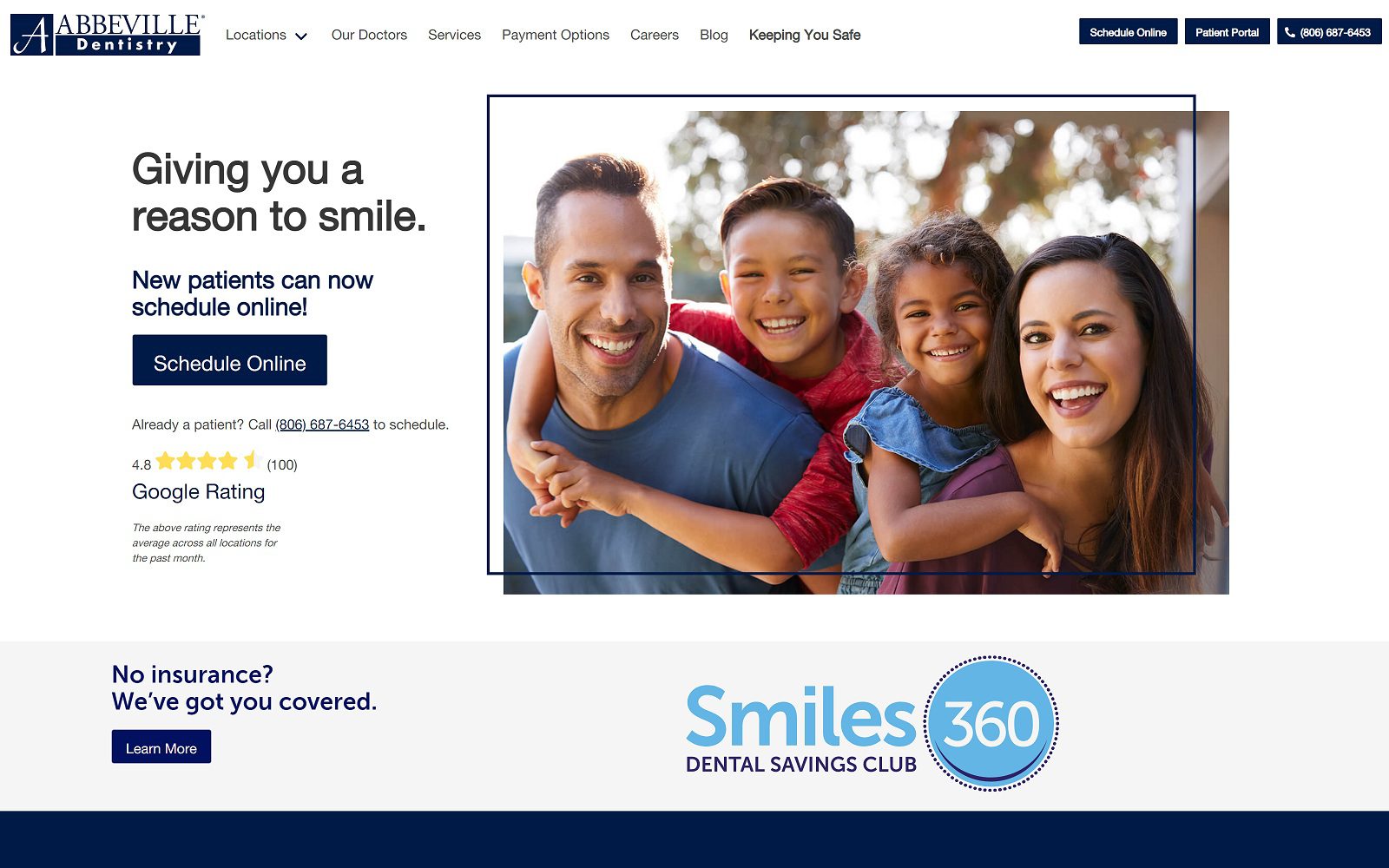 The screenshot of abbeville dentistry website