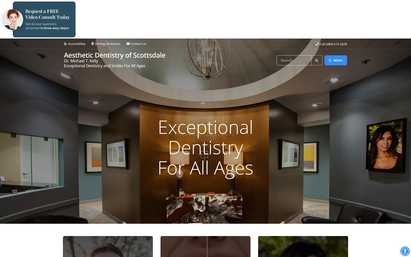 The screenshot of aesthetic dentistry of scottsdale dr. Michael t. Kelly website