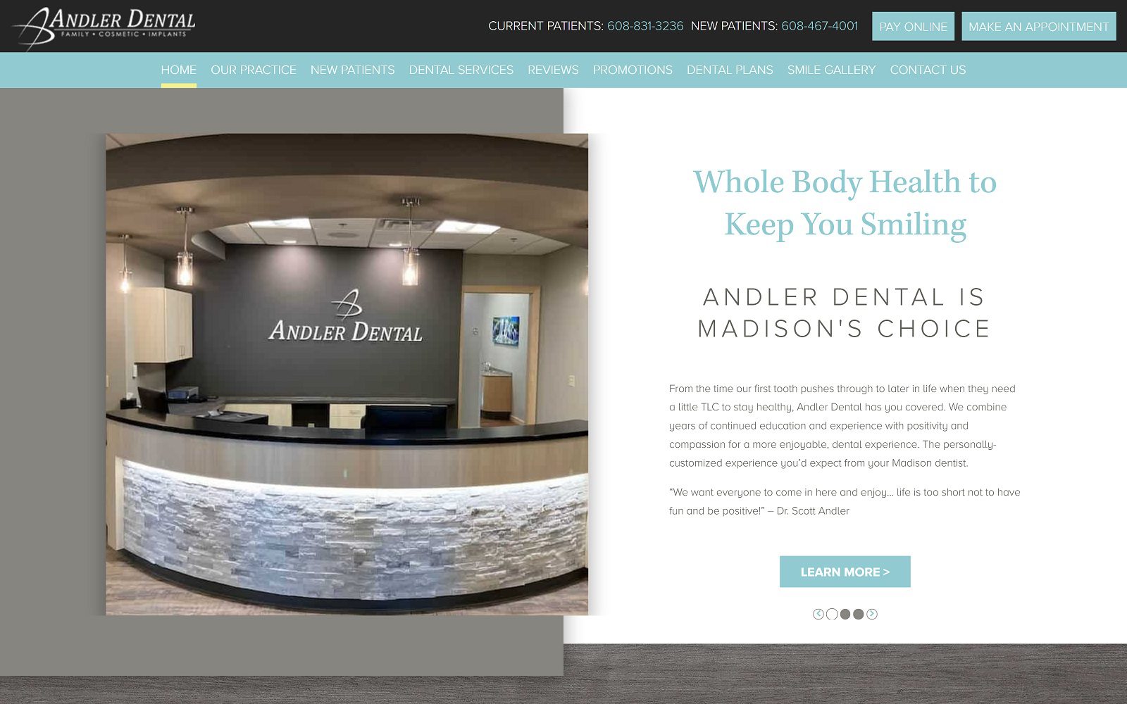 The Screenshot of Andler Dental: Dr. Scott Andler Website