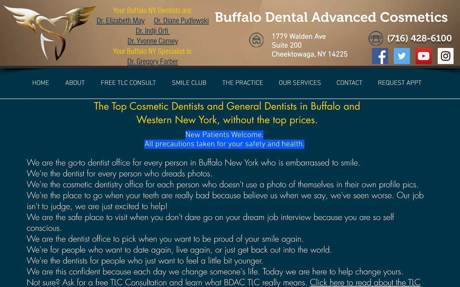 The Screenshot of Buffalo Dental Advanced Cosmetics Website