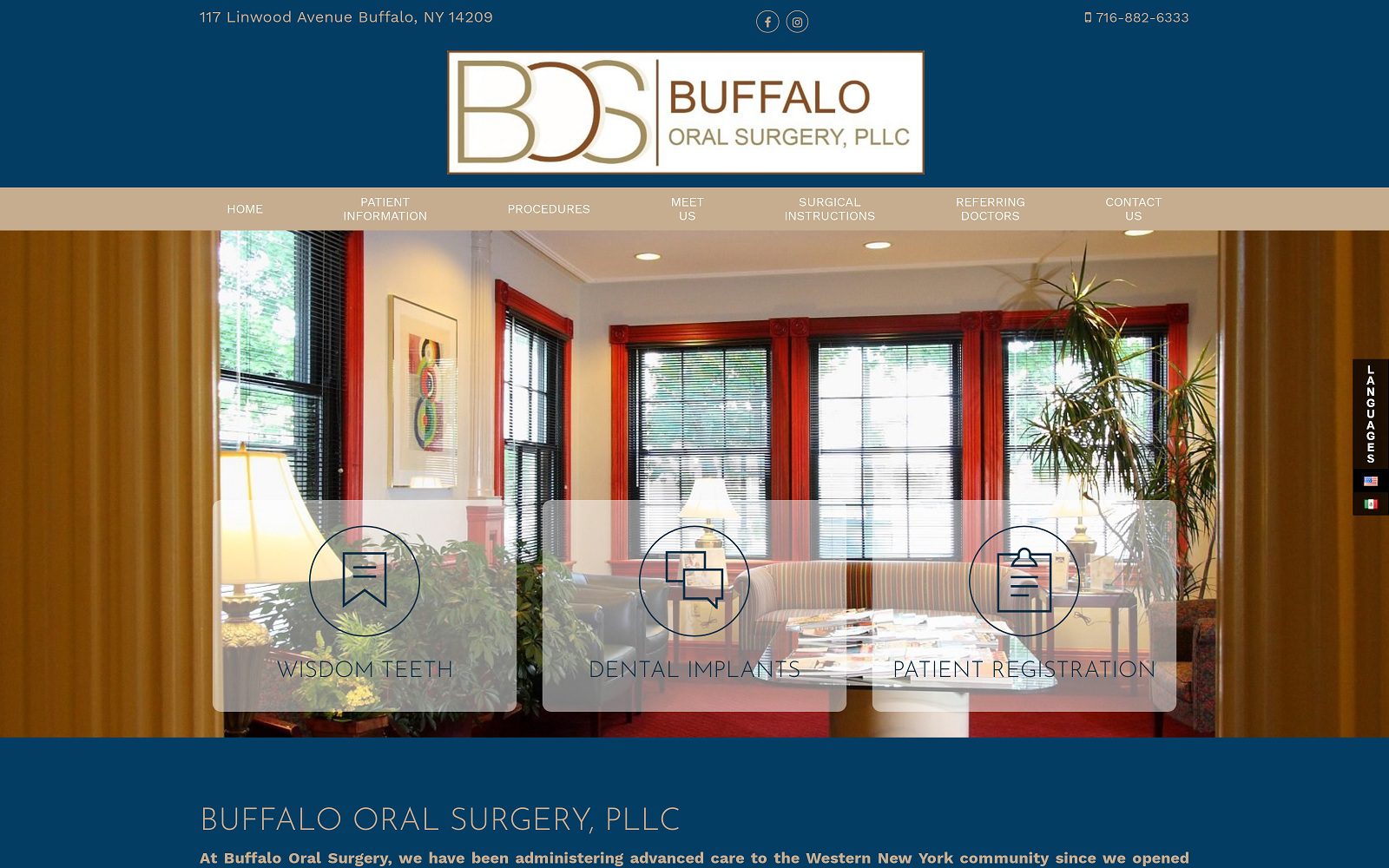 The screenshot of buffalo oral surgery, pllc website