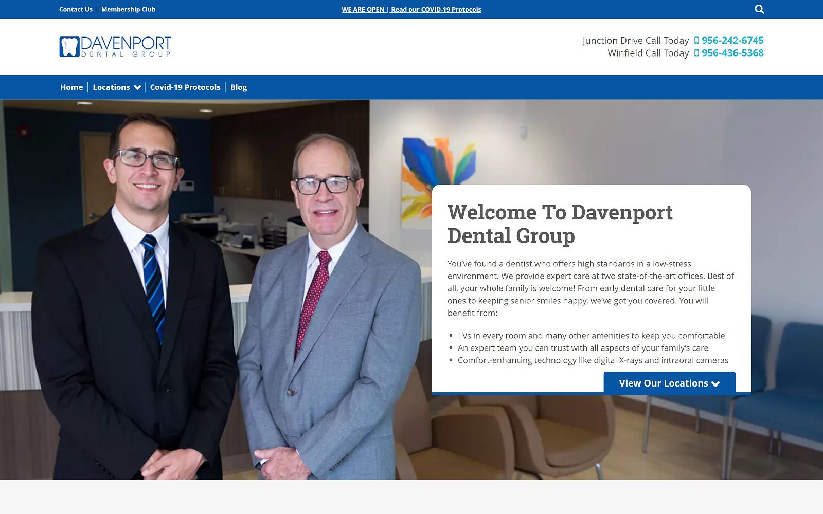 The screenshot of davenport dental group website
