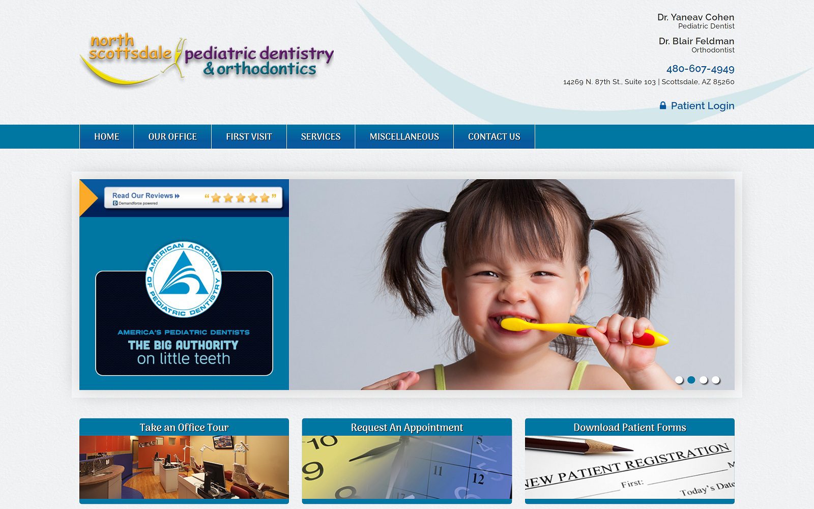 The screenshot of north scottsdale pediatric dentistry and orthodontics website