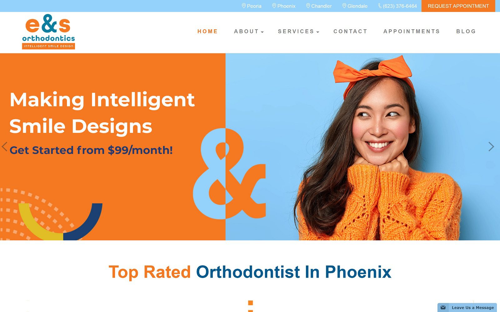 The Screenshot of E&S Orthodontics in Chandler, AZ Website