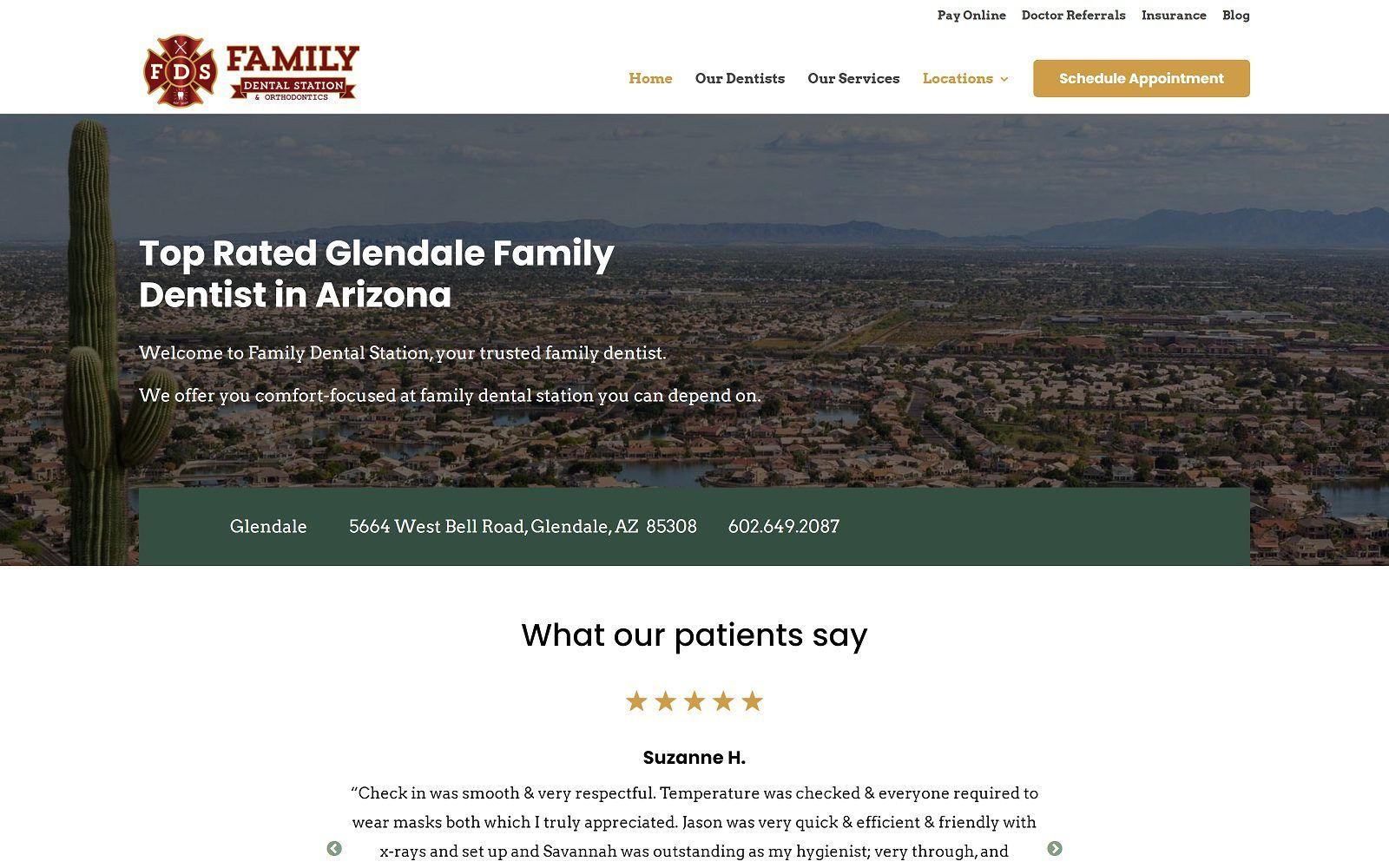 The Screenshot of Family Dental Station - Glendale Website