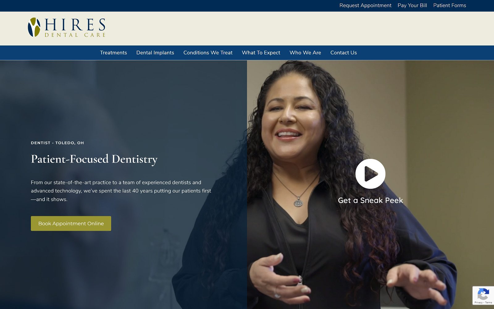 The screenshot of hires dental care dr. J. Eric hires website