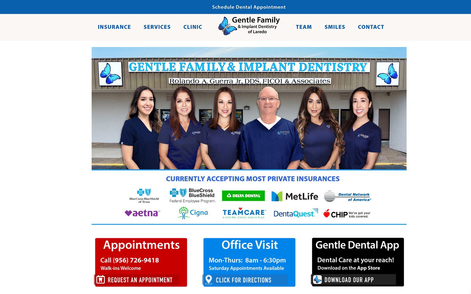 The screenshot of gentle family & implant dentistry of laredo - rolando a. Guerra jr. Dds & associates website