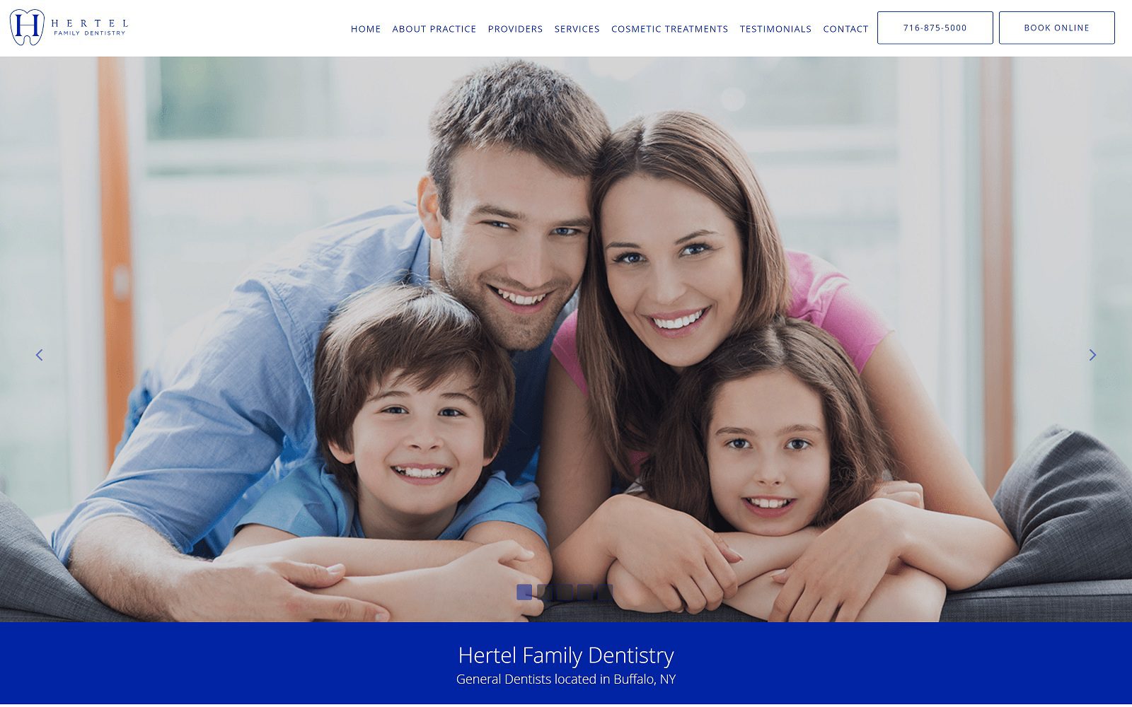 The screenshot of hertel family dentistry website