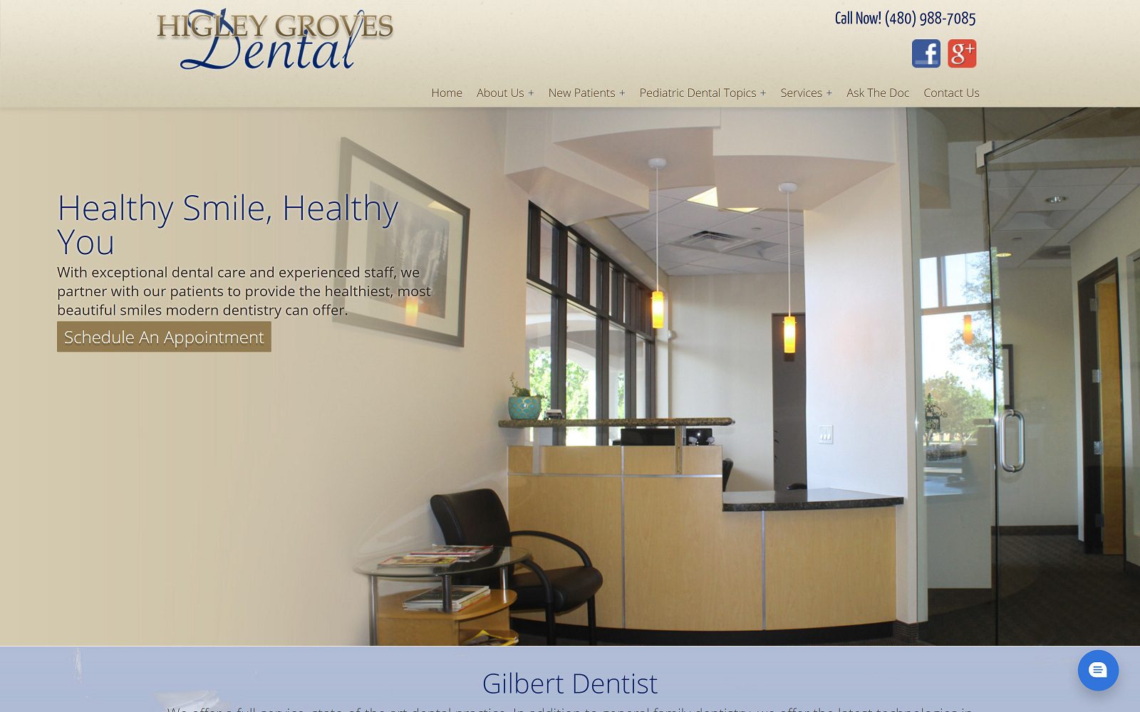 The screenshot of higley groves dental dr. Jeffrey wold website