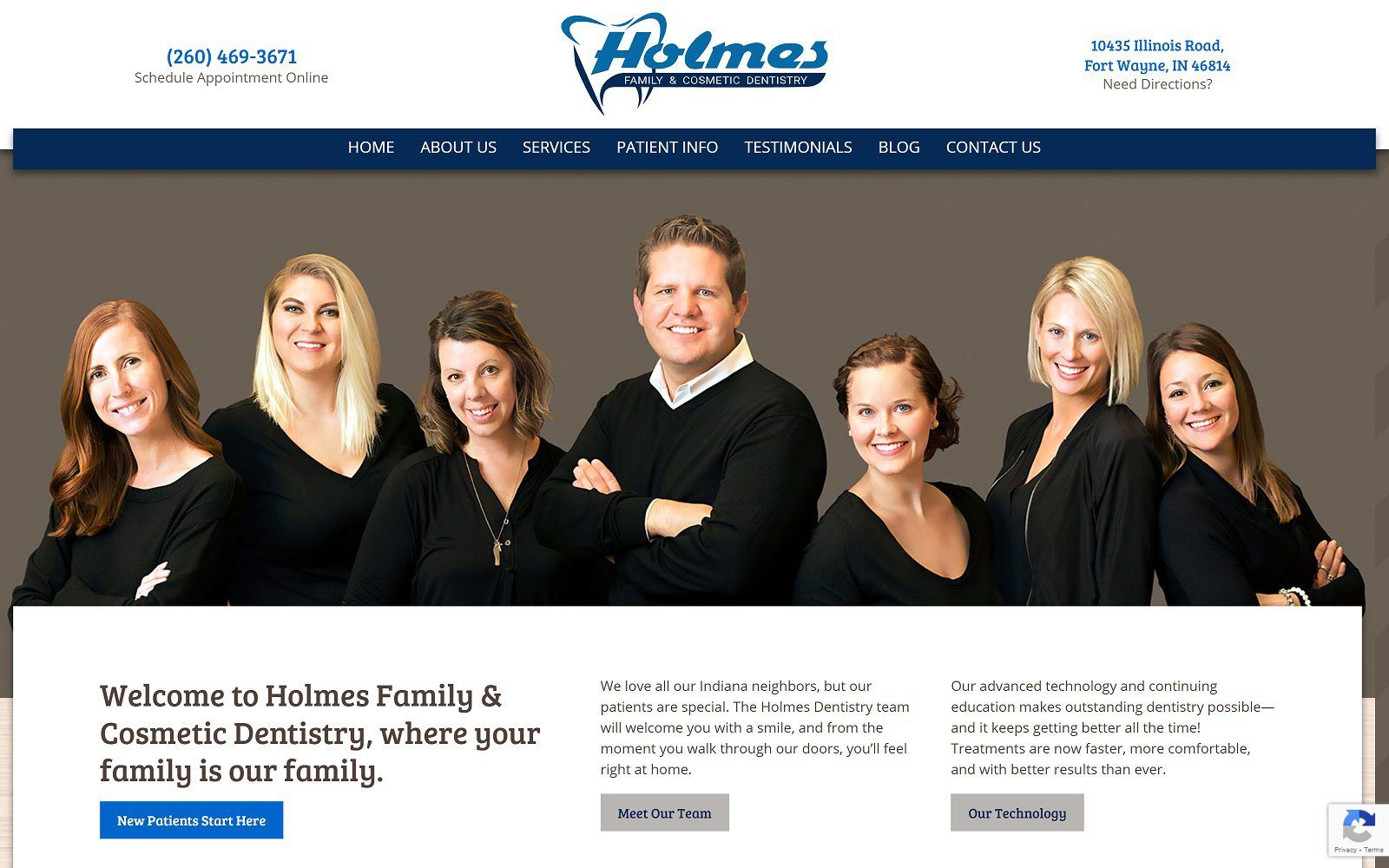 The Screenshot of Holmes Family & Cosmetic Dentistry Website