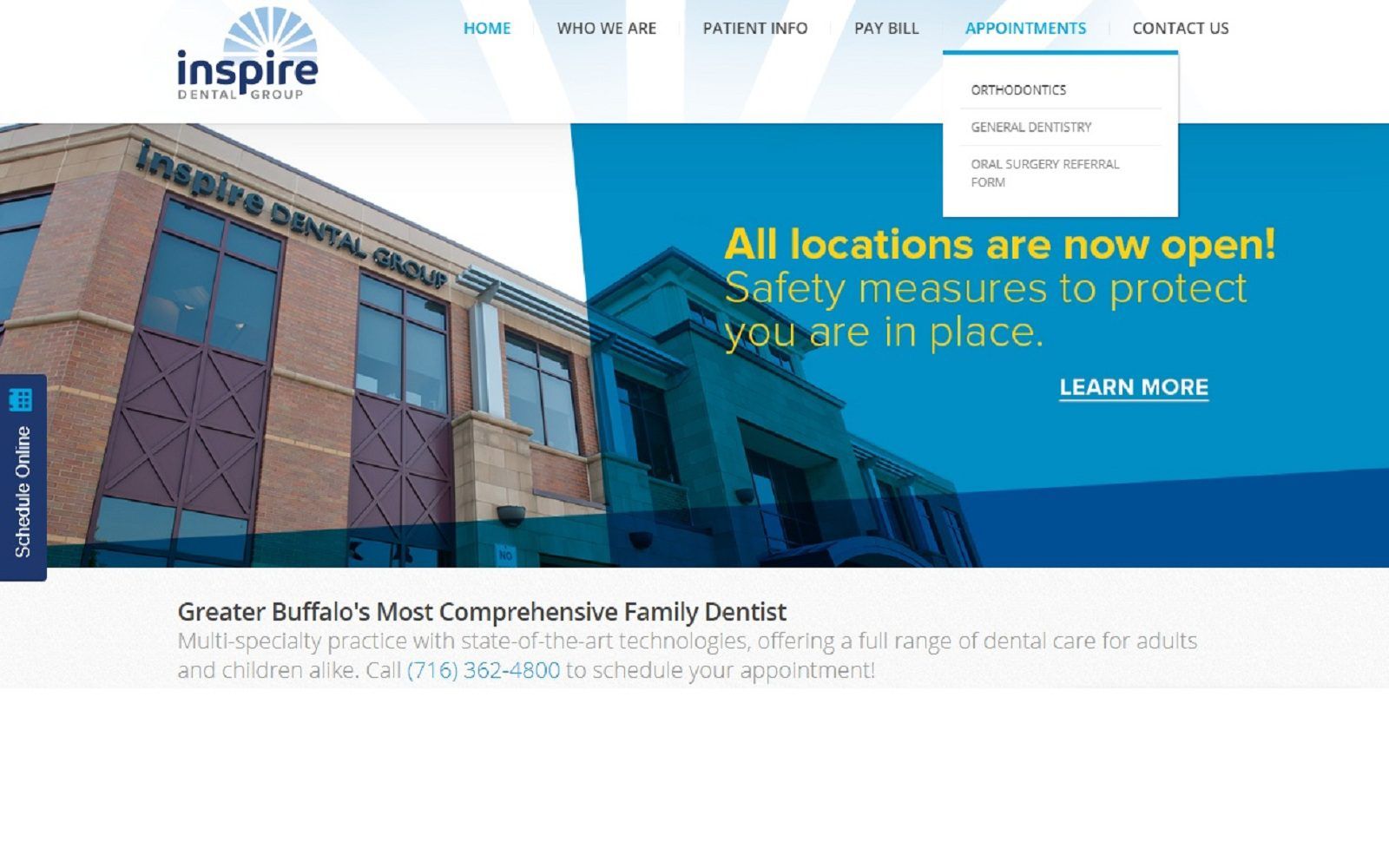 The Screenshot of Inspire Dental Group Website