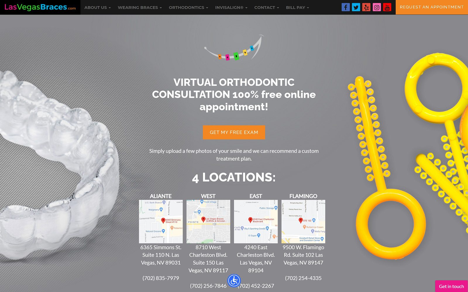 The screenshot of las vegas braces - griffiths & whiting orthodontics website