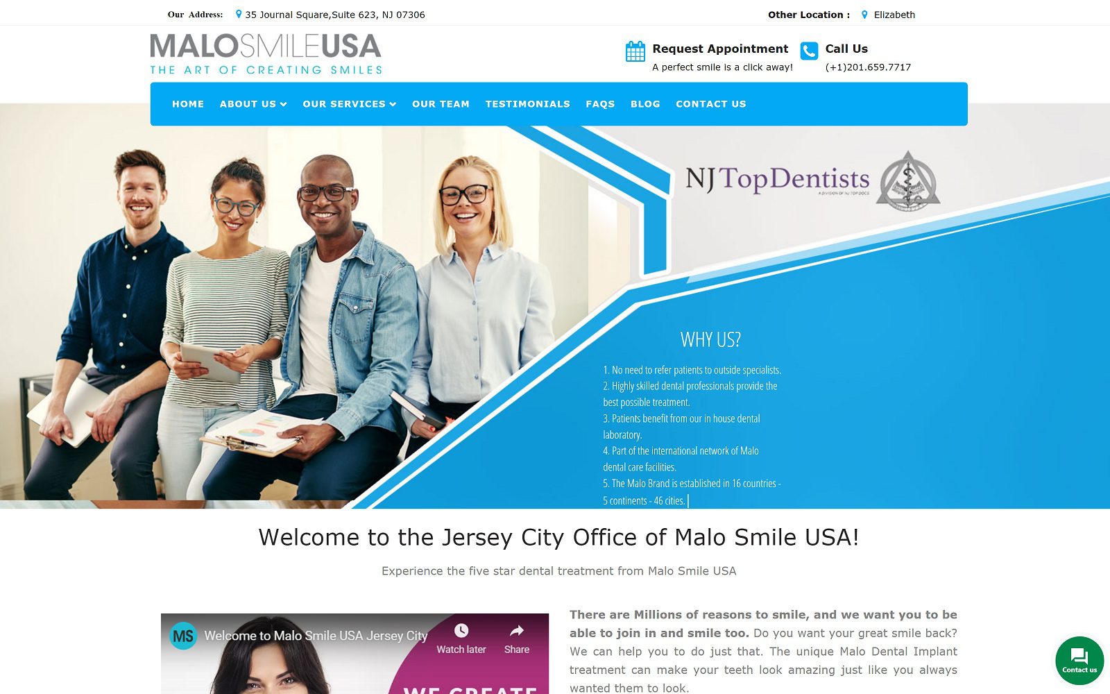 The Screenshot of Malo Smile USA Jersey City Website