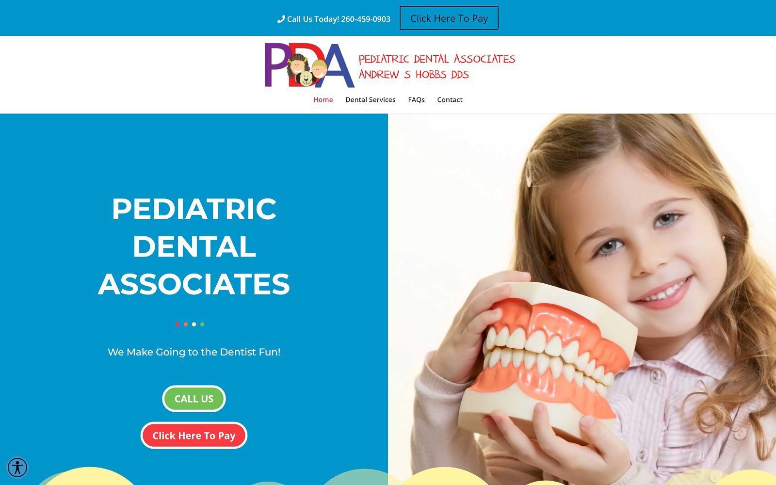 The Screenshot of Pediatric Dental Associates, PC Dr. Andrew Hobbs Website