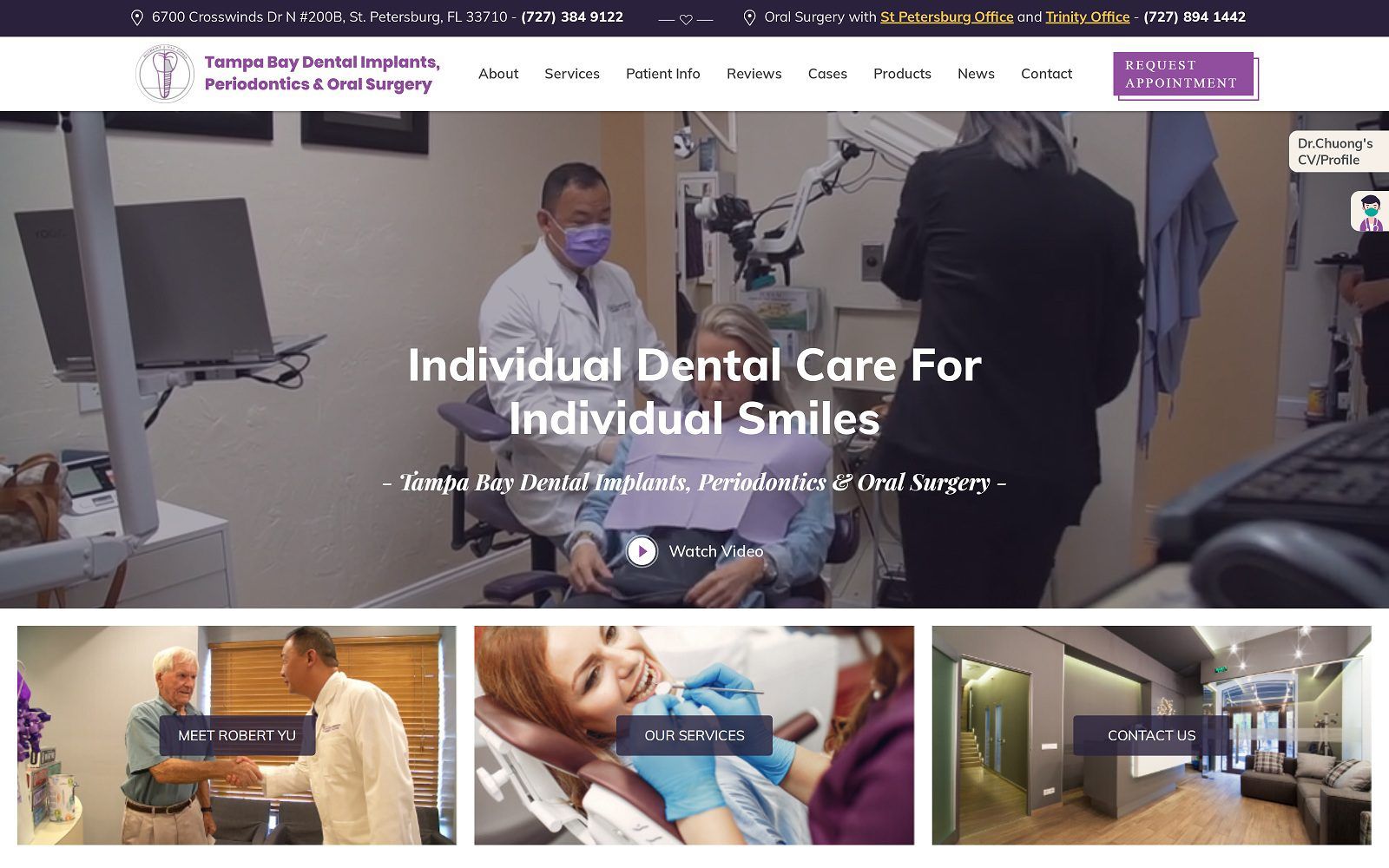 The Screenshot of Tampa Bay Maxillofacial Surgery Dr. Robert J. Yu Website