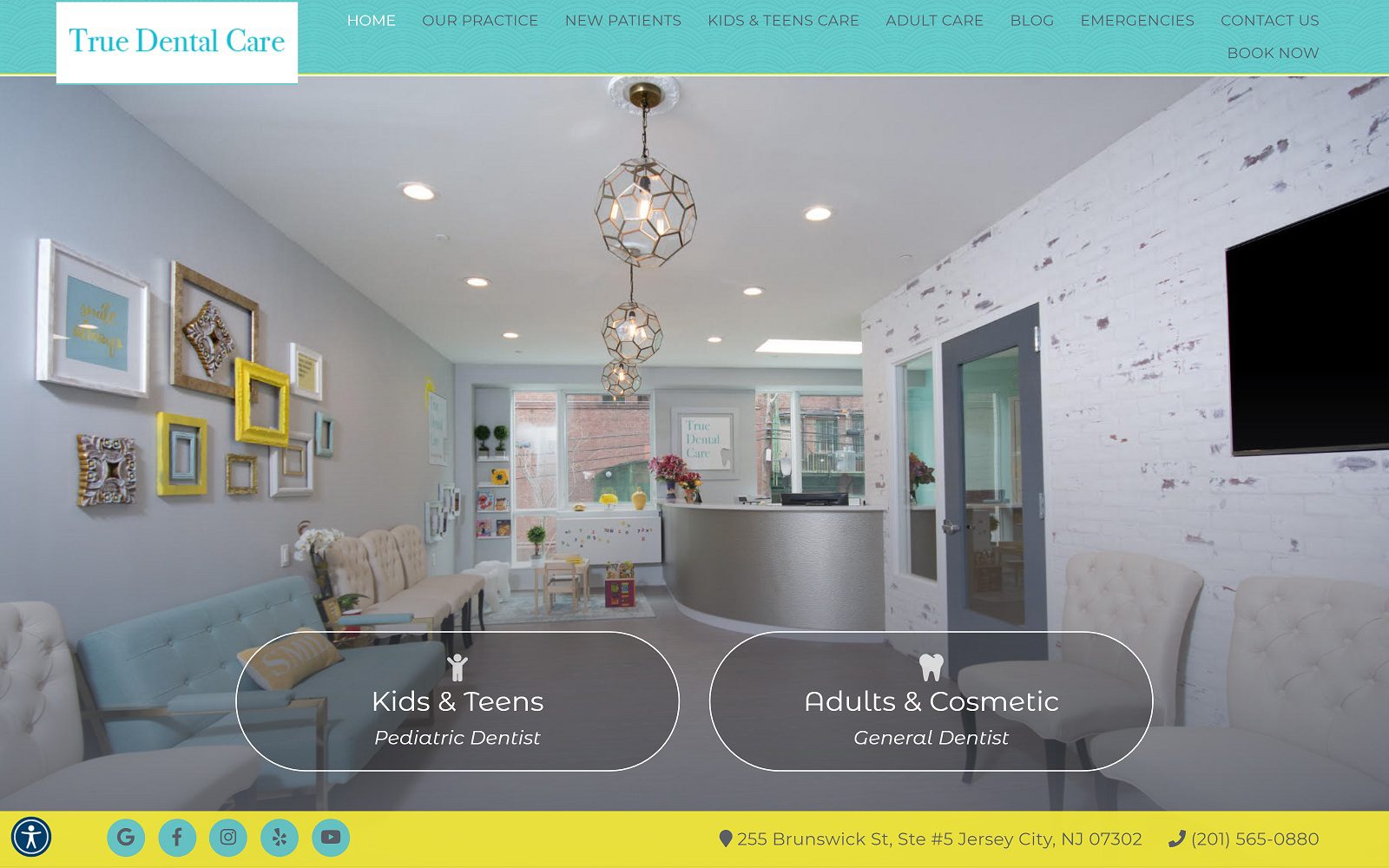 The screenshot of true dental care website