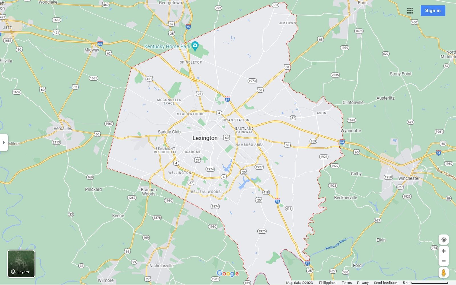 Lexington KY map