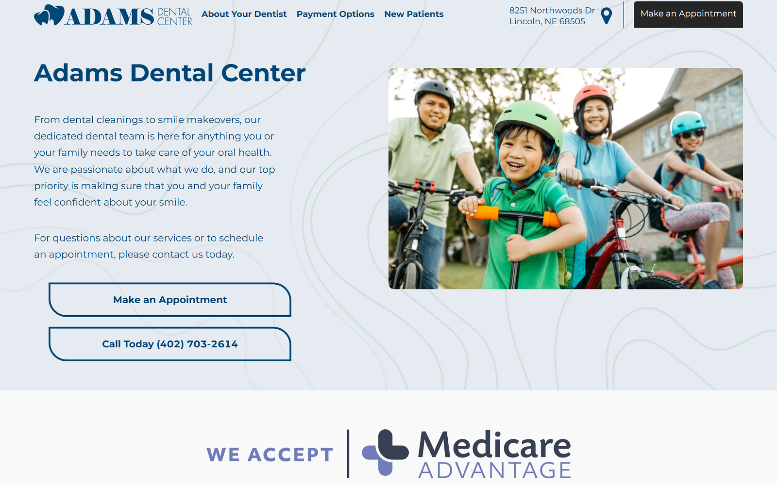 Adamsdentalcenter. Com screenshot