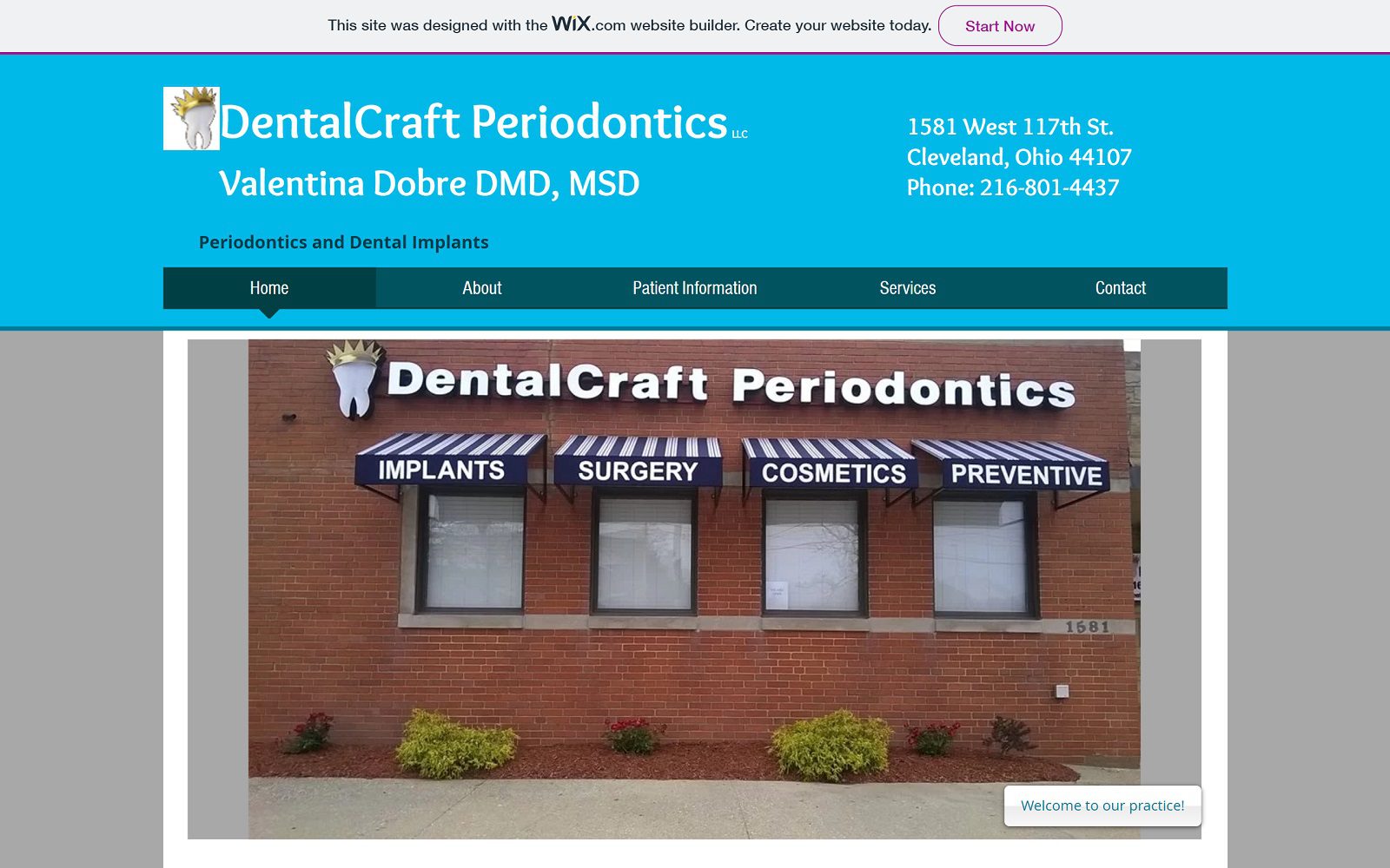 The screenshot of dentalcraft periodontics dr. Valentina dobre website
