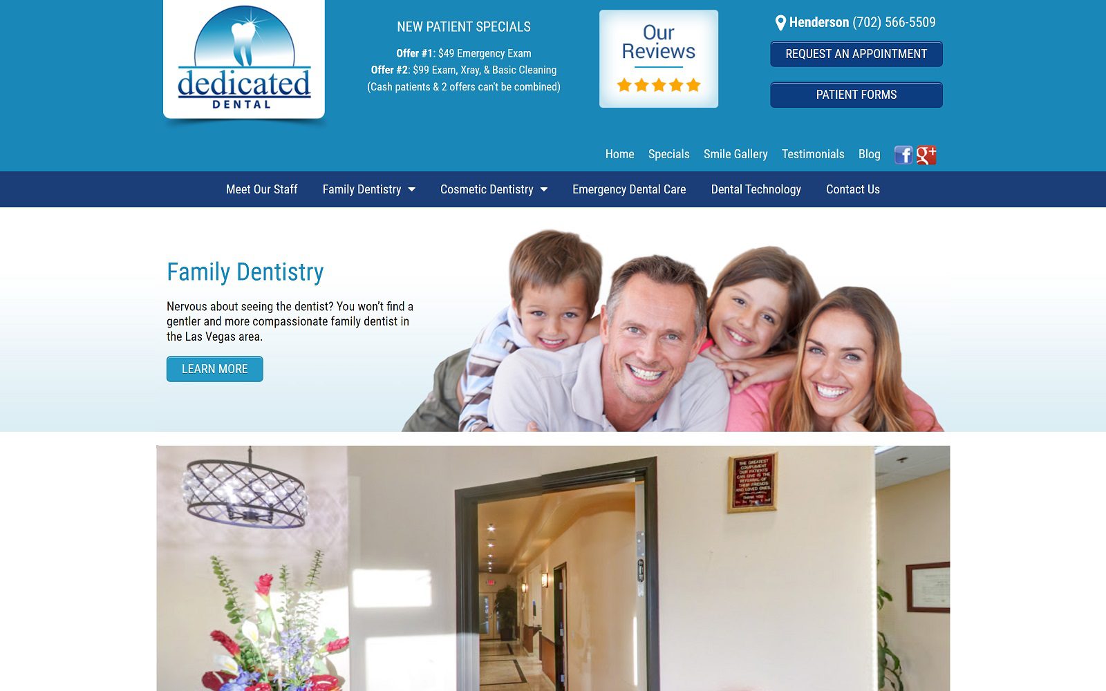 The screenshot of dedicated dental website
