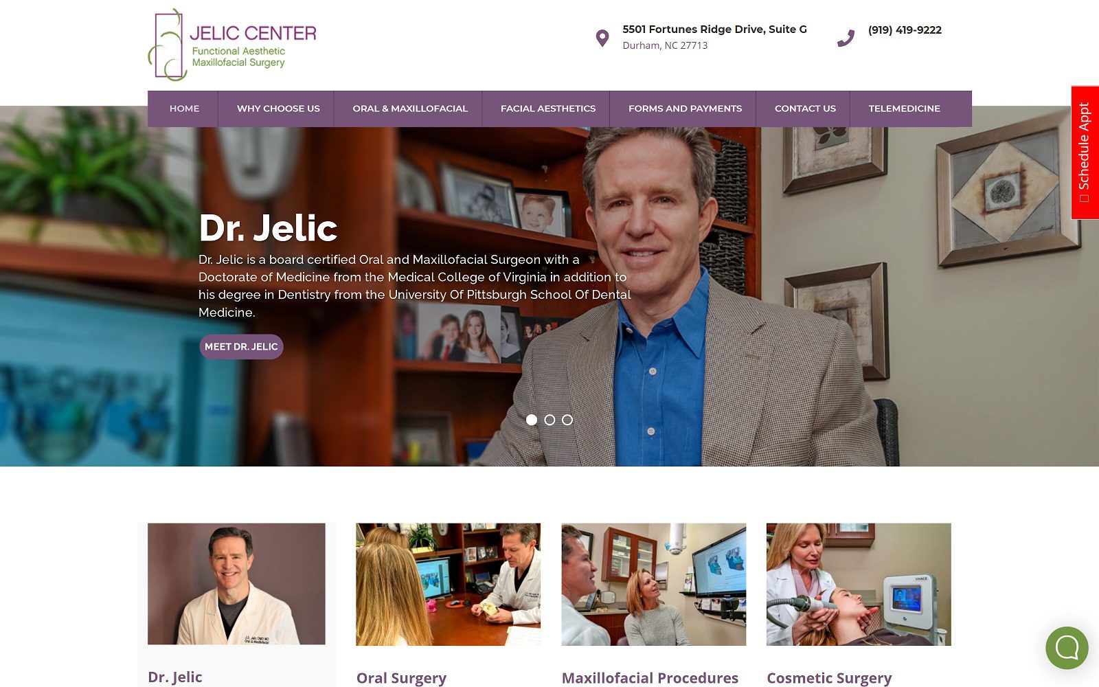 The Screenshot of Jelic Center Dr. Jeffrey Jelic Website
