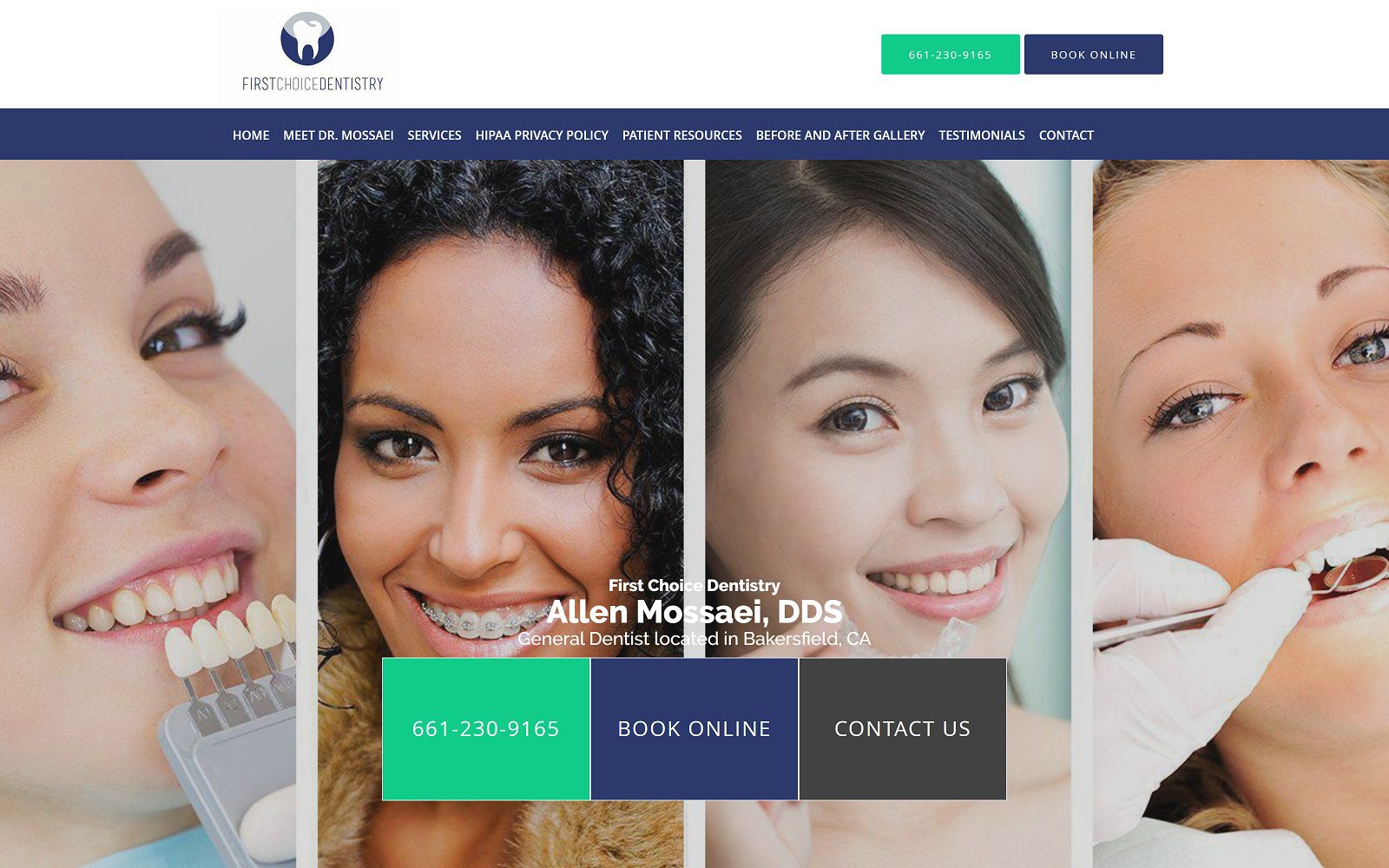 The Screenshot of First Choice Dentistry Dr. Allen Mossaei Website