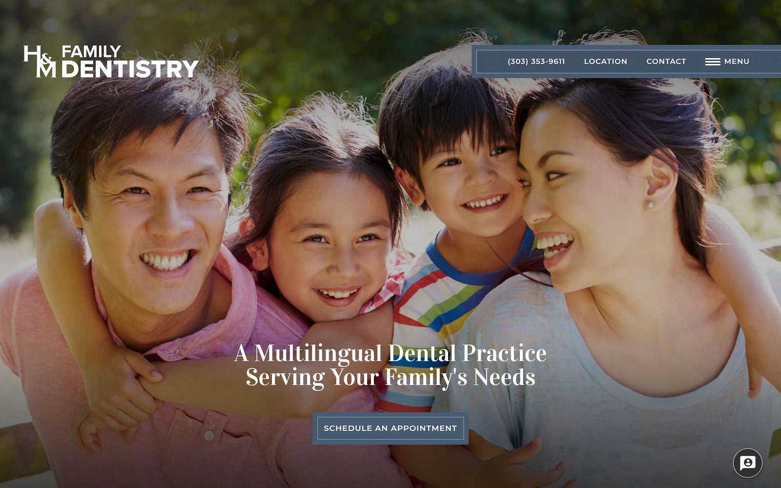 The screenshot of h&m family dentistry website