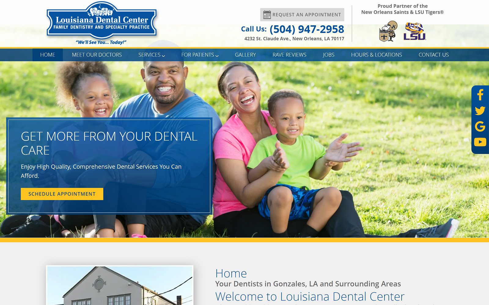 The screenshot of louisiana dental center - new orleans, st. Claude ave website