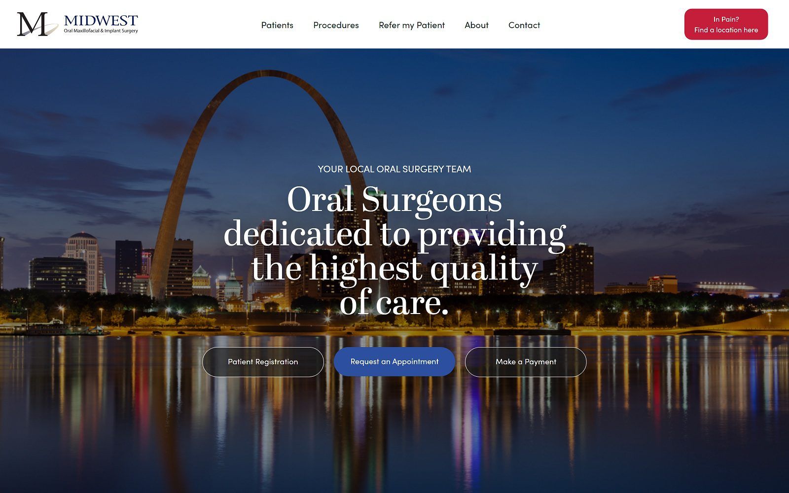 The Screenshot of Midwest Oral Maxillofacial & Implant Surgery Website