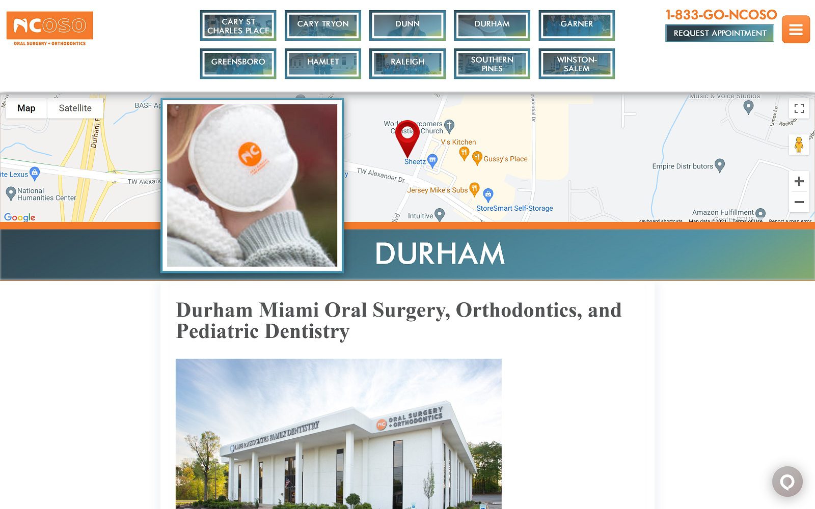 The Screenshot of North Carolina Oral Surgery + Orthodontics - Durham Miami Website