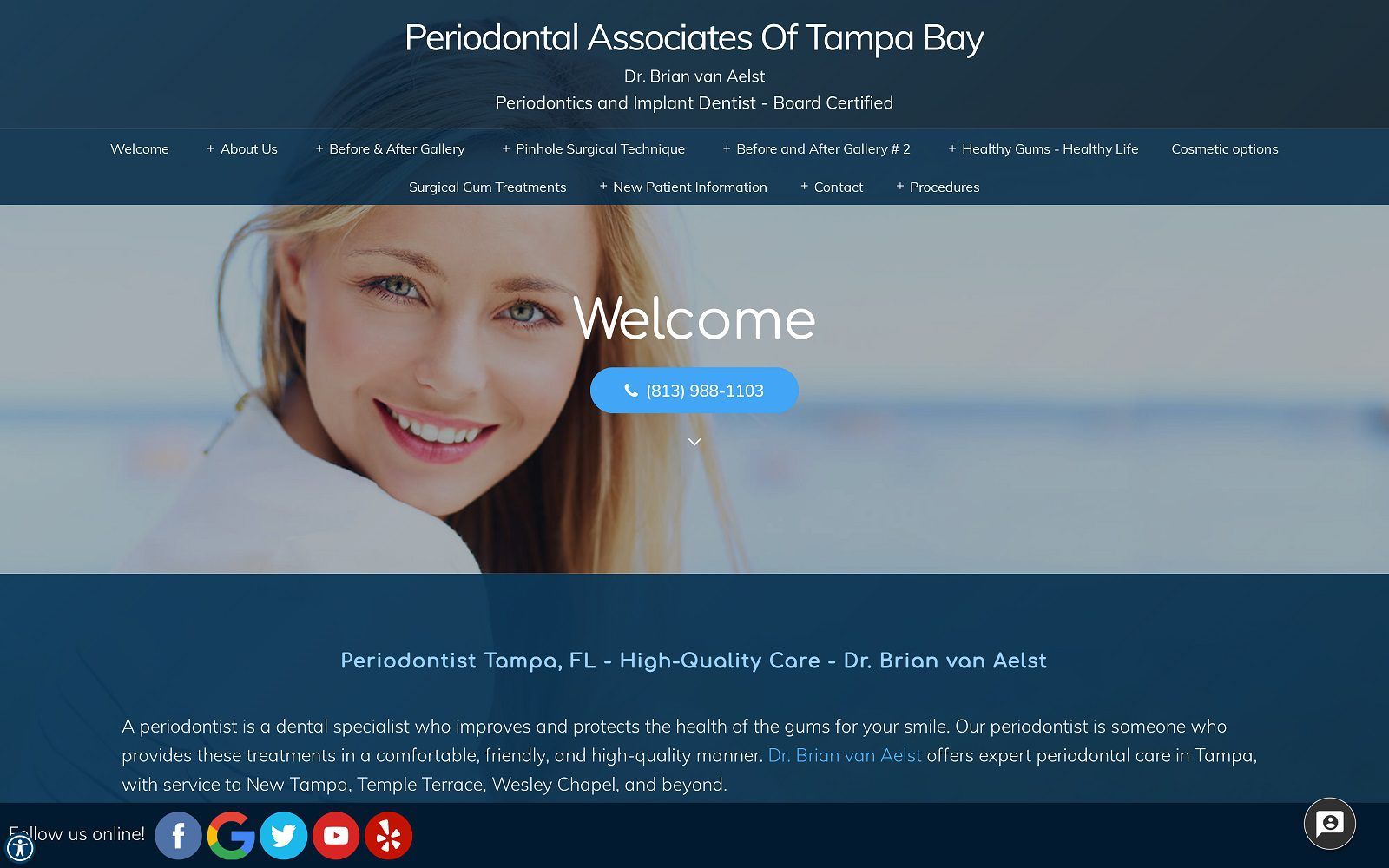 The Screenshot of Dr. Brian T. van Aelst Periodontal Associates Website