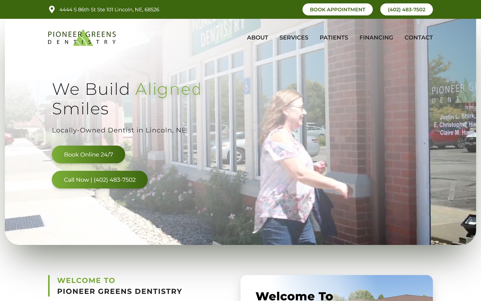 Pioneergreensdentistry. Com screenshot
