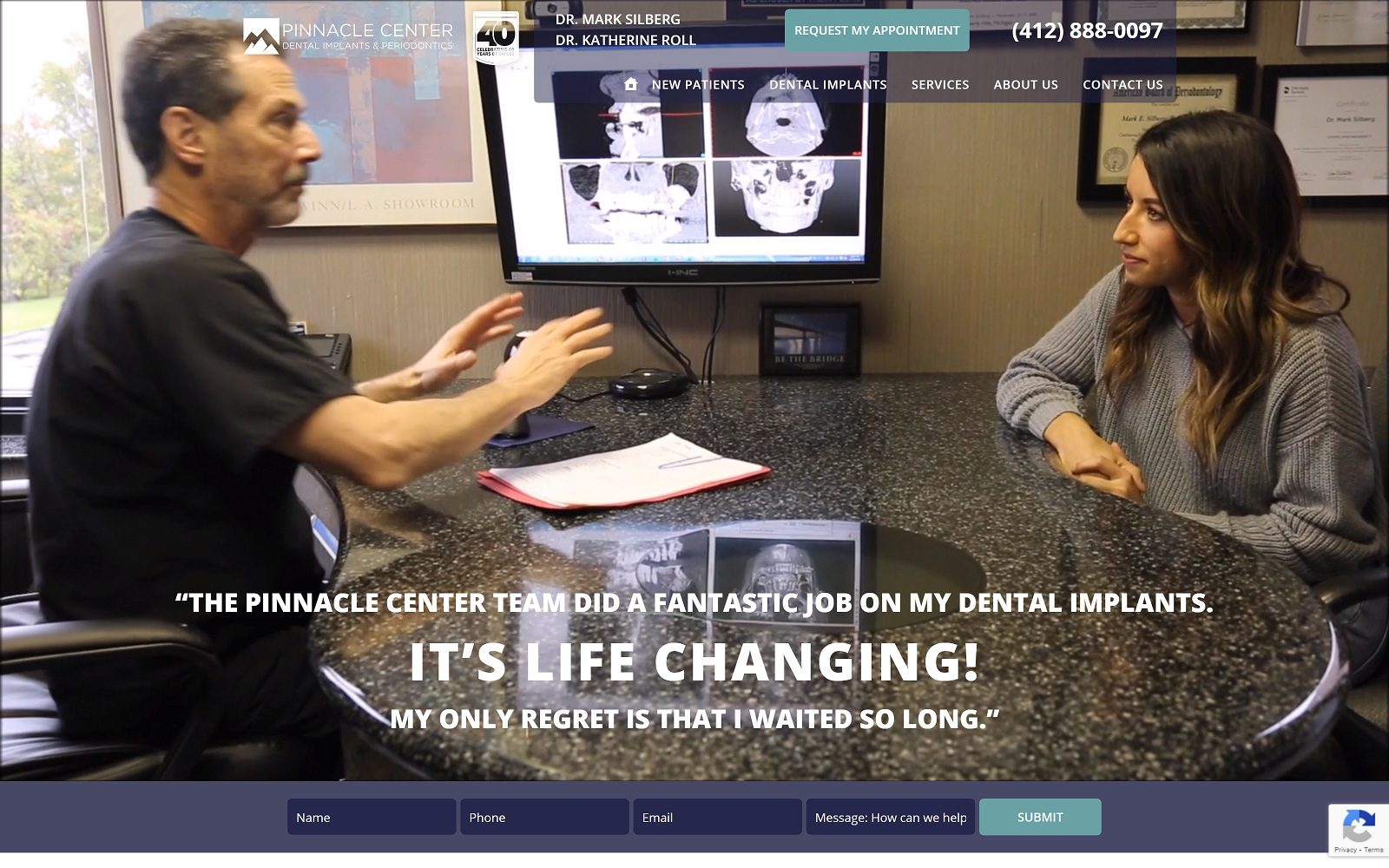 The Screenshot of Pinnacle Center - Dental Implants & Periodontics Website