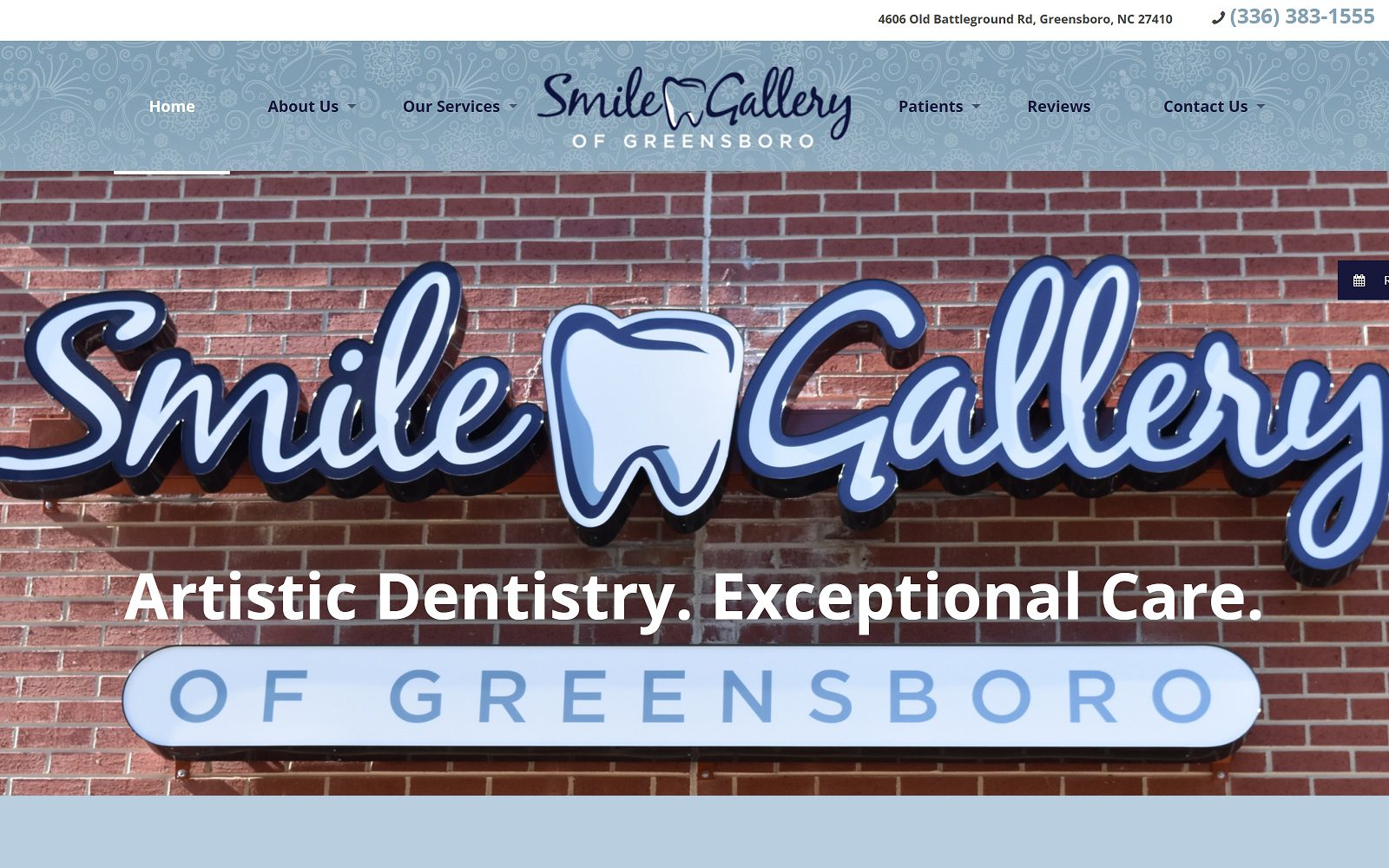 The screenshot of smile gallery of greensboro dr. Christie sanford website