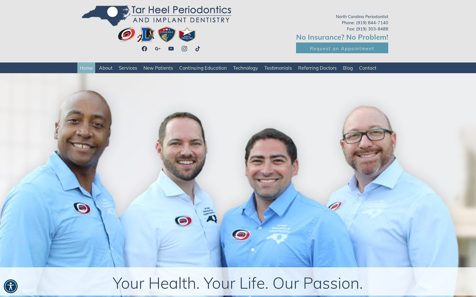 The Screenshot of Tar Heel Periodontics and Implant Dentistry Website