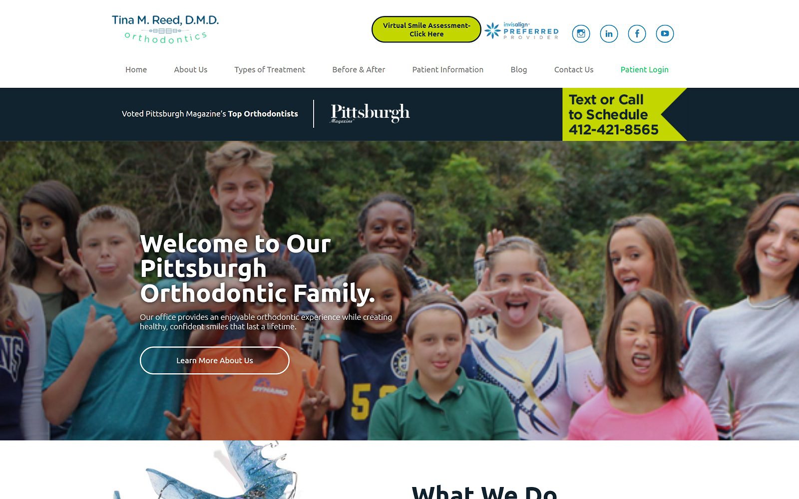 The Screenshot of Tina Reed Orthodontics Website
