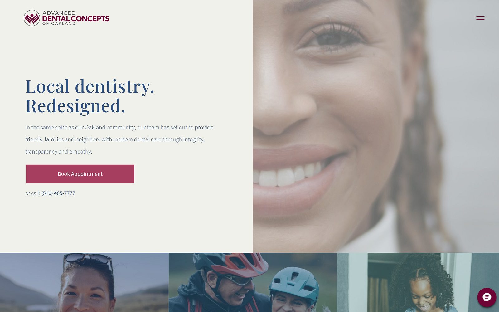 The screenshot of advanced dental concepts of oakland website