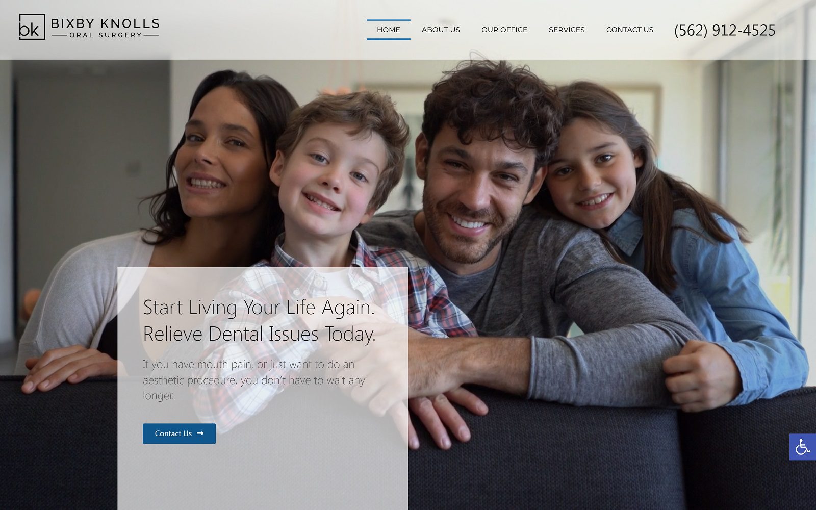 The screenshot of bixby knolls oral surgery website