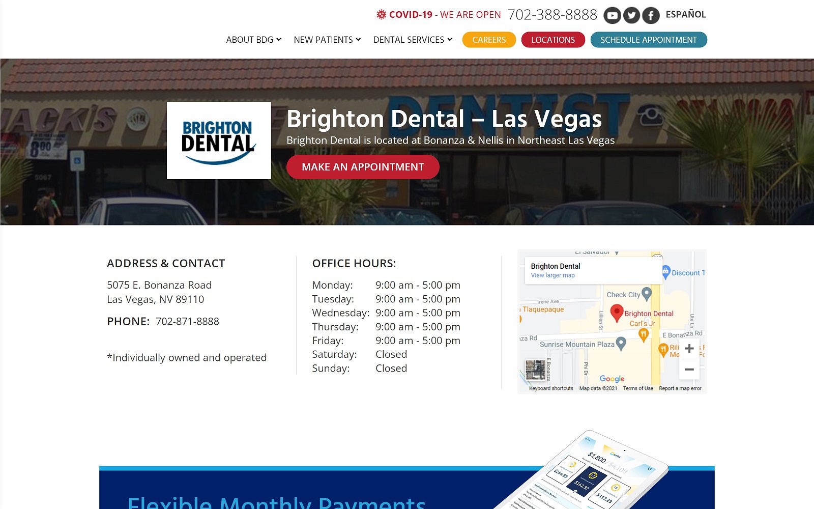 The screenshot of brighton dental website