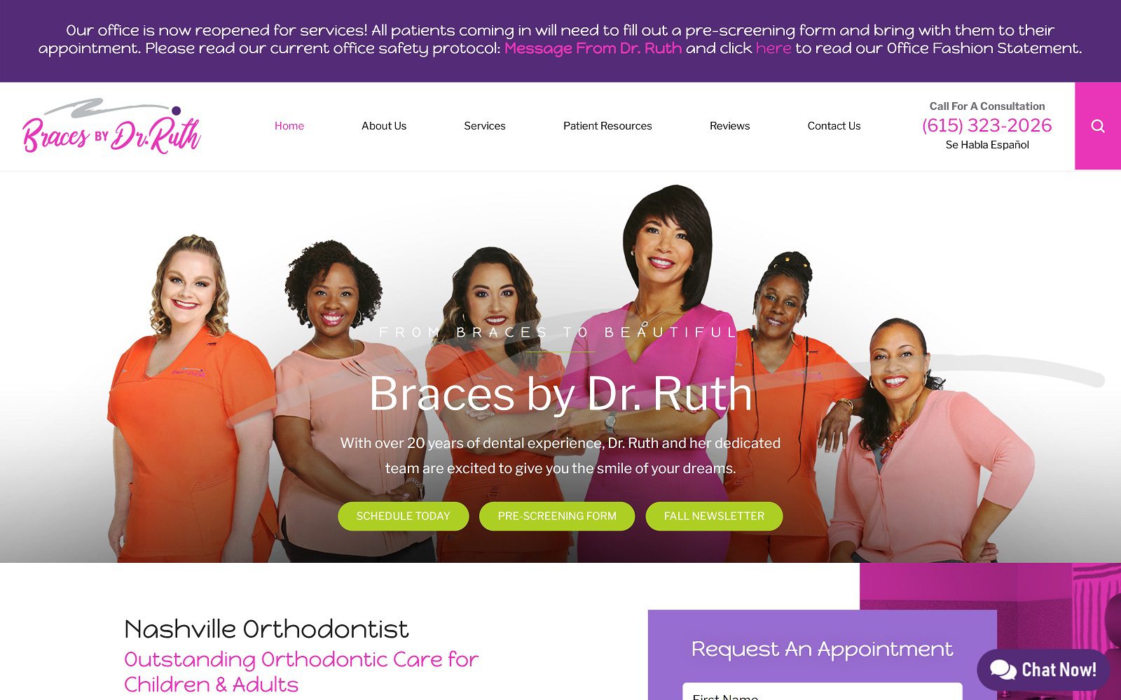 The Screenshot of Braces by Dr. Ruth Website