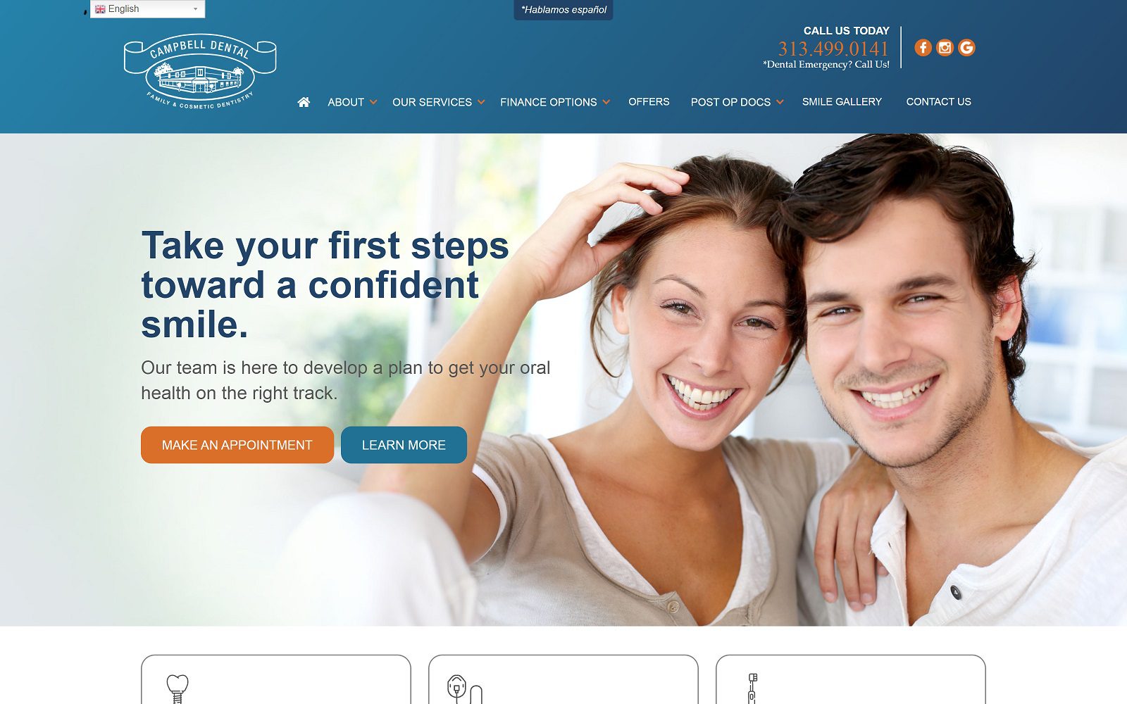 The Screenshot of Campbell Dental Website
