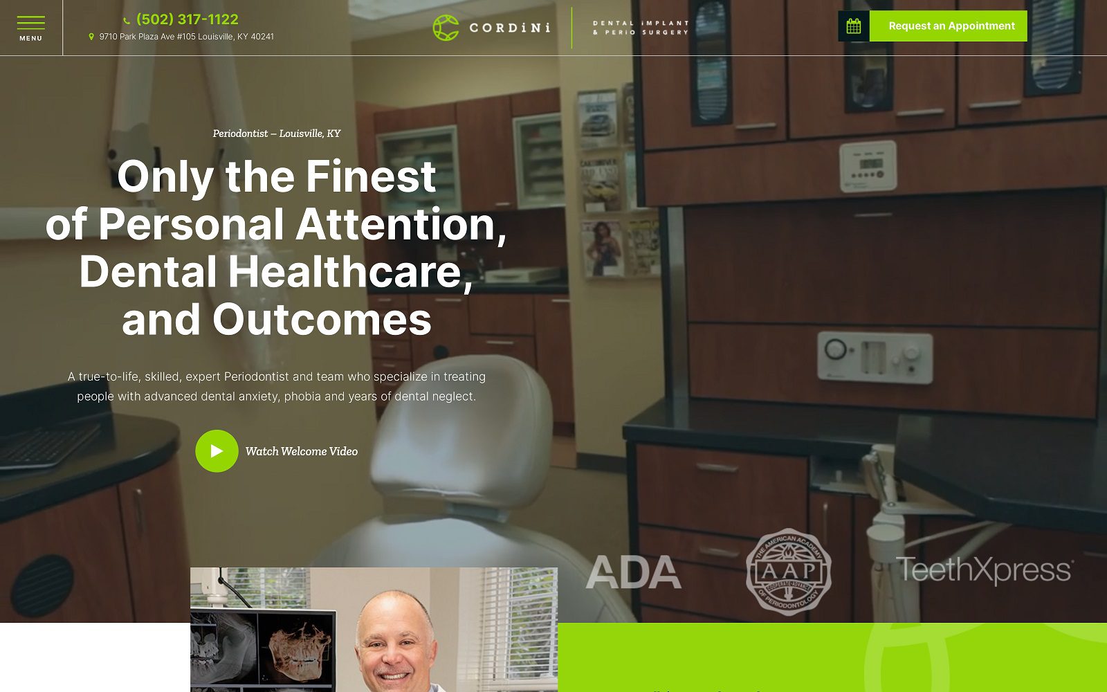 The Screenshot of Cordini Periodontics Dr. Franco Cordini Website