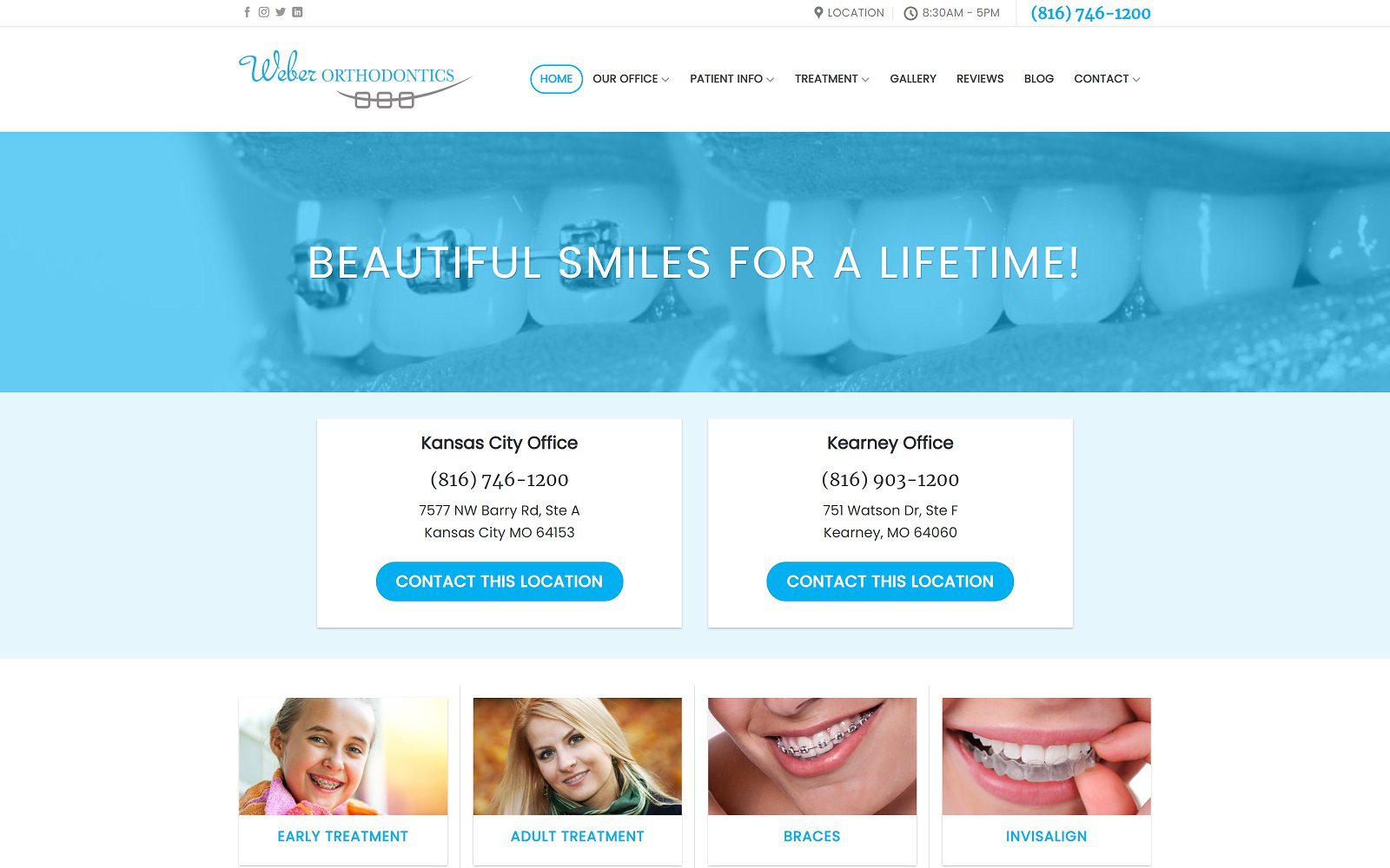 The screenshot of weber orthodontics dr. Weber website