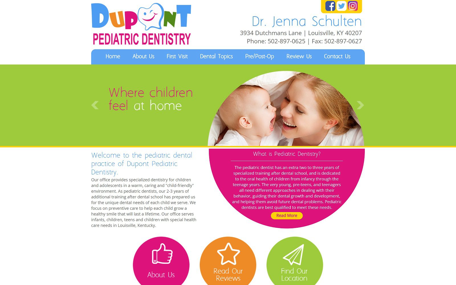 The Screenshot of Dupont Pediatric Dentistry Dr. Jenna Schulten Website