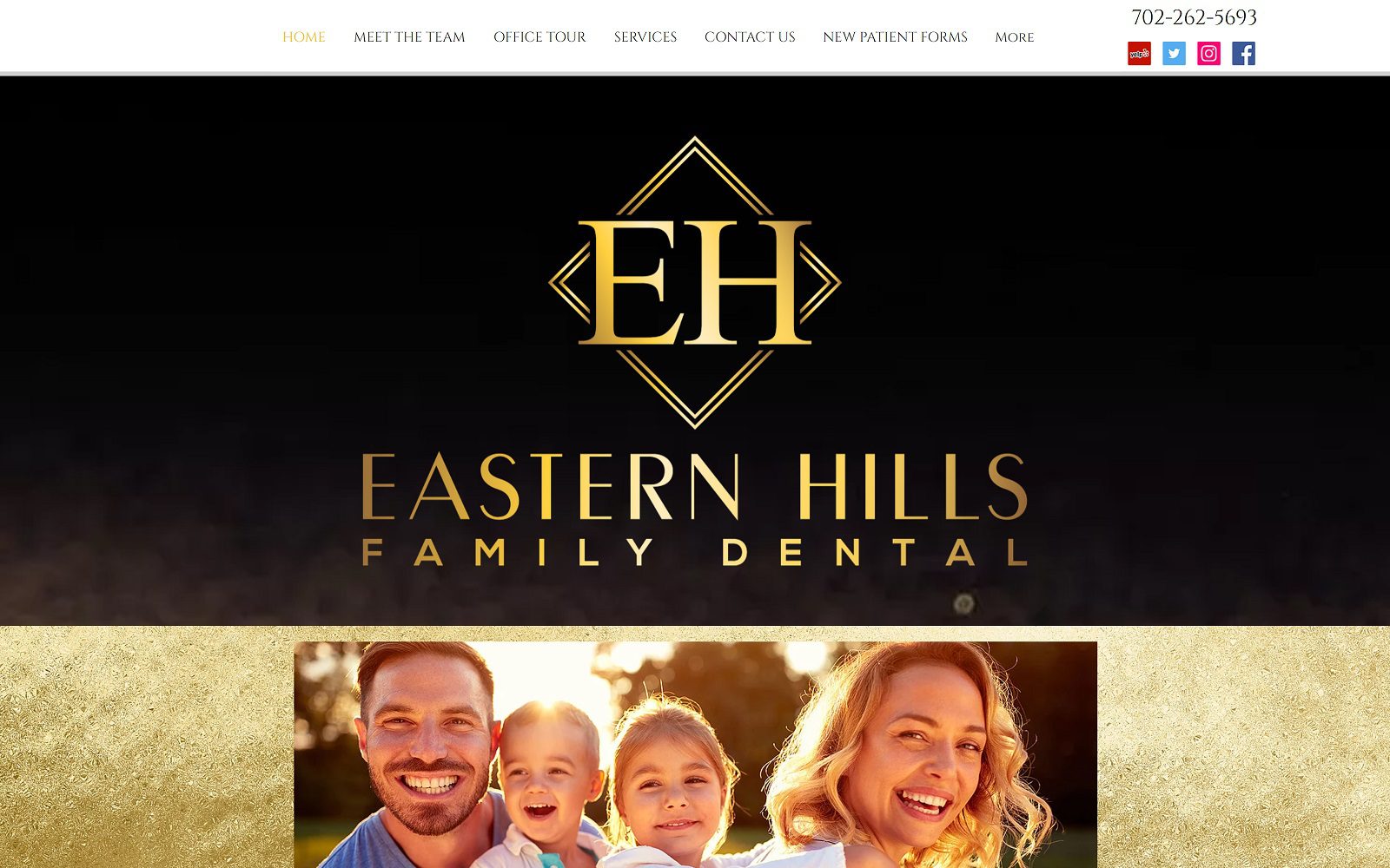 The screenshot of eastern hills family dental website