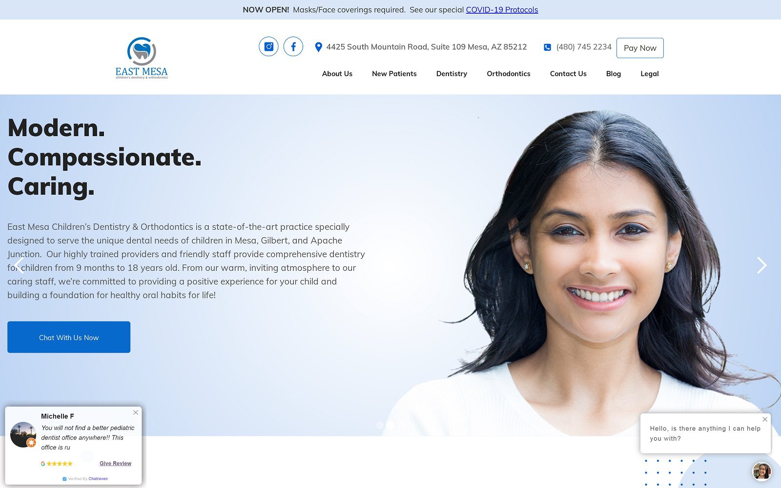 The Screenshot of East Mesa Children’s Dentistry & Orthodontics Website