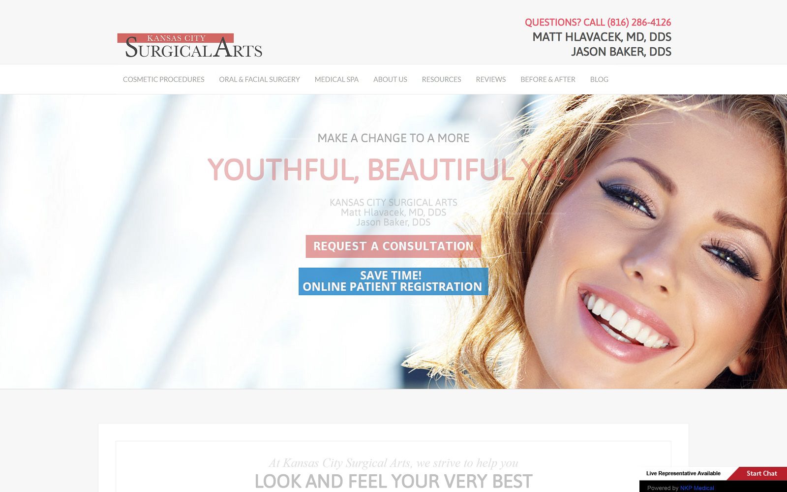 The screenshot of kansas city surgical arts website