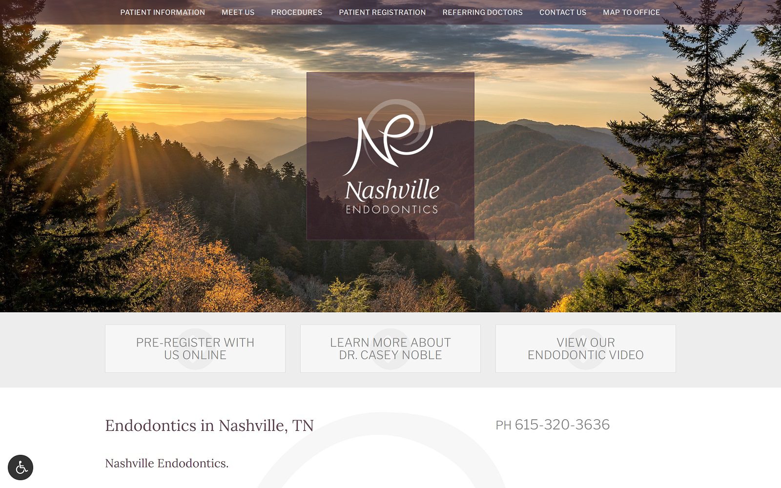 The screenshot of nashville endodontics: casey noble dds website